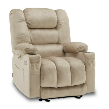 MCombo Electric Power Recliner Chair w/ Massage USB Cup Holders for Living Room Beige Fabric 6079