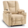 thumbnail image 1 of MCombo Electric Power Recliner Chair with Massage & Heat, Extended Footrest, USB Ports, 2 Side & Front Pockets, Cup Holders, Beige Plush Fabric 8015, 1 of 9
