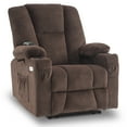 thumbnail image 1 of MCombo Electric Power Recliner Chair with Massage & Heat, Extended Footrest, USB Ports, 2 Side & Front Pockets, Cup Holders, Brown Plush Fabric 8015, 1 of 9