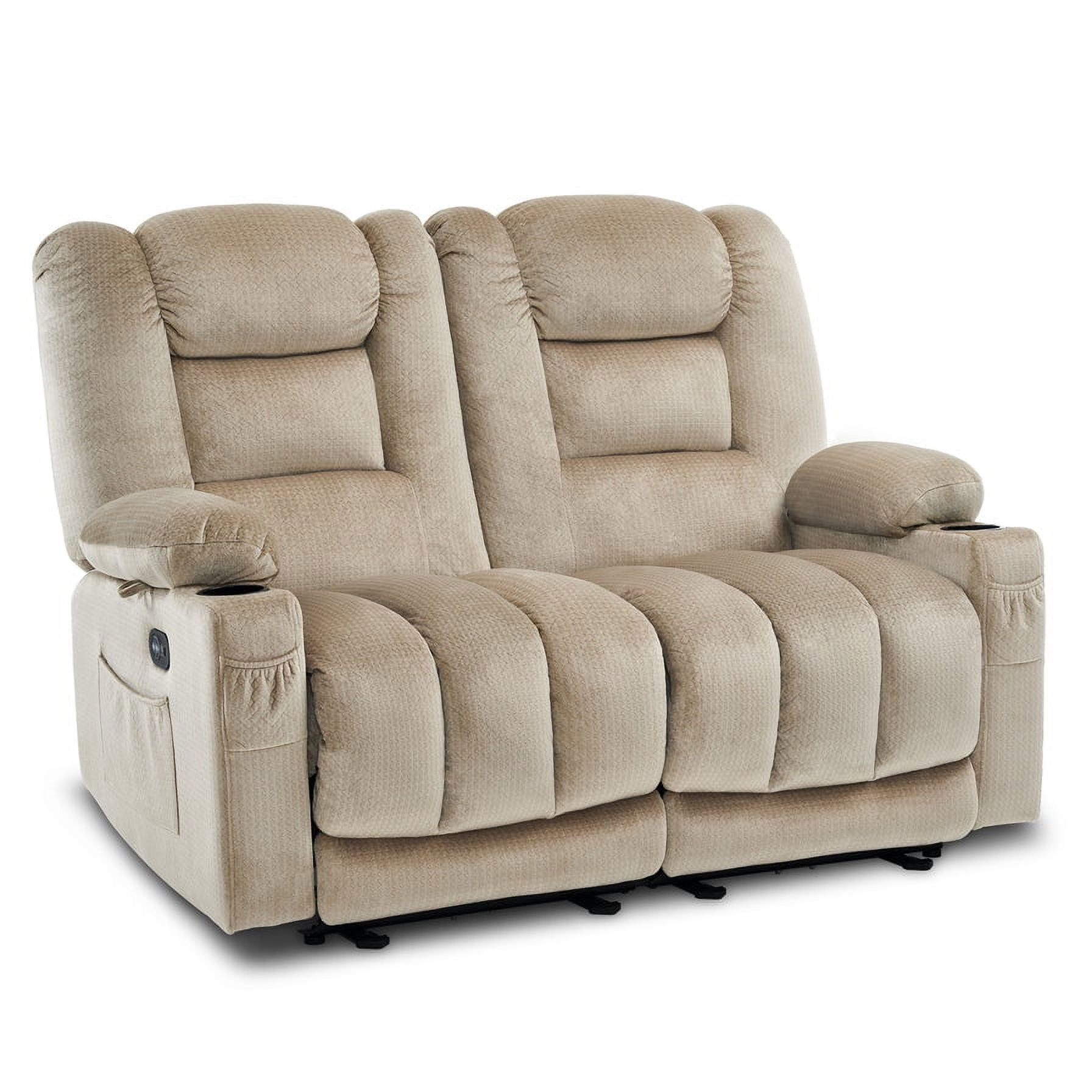 Electric Reclining Loveseat Sofa with Heat and Massage, Fabric