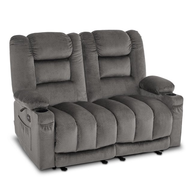 Electric Reclining Loveseat Sofa with Heat and Massage, Fabric