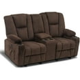 thumbnail image 1 of MCombo Fabric Electric Power Loveseat Recliner w/ Console Massage Cup Holders USB for Living Room Brown 6045, 1 of 8