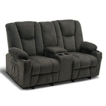MCombo Fabric Electric Power Loveseat Recliner w/ Console Massage Cup Holders USB for Living Room Grey 6045