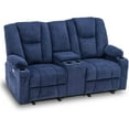 thumbnail image 1 of MCombo Fabric Electric Power Loveseat Recliner w/ Console Massage Cup Holders USB for Living Room Navy Blue 6045, 1 of 9