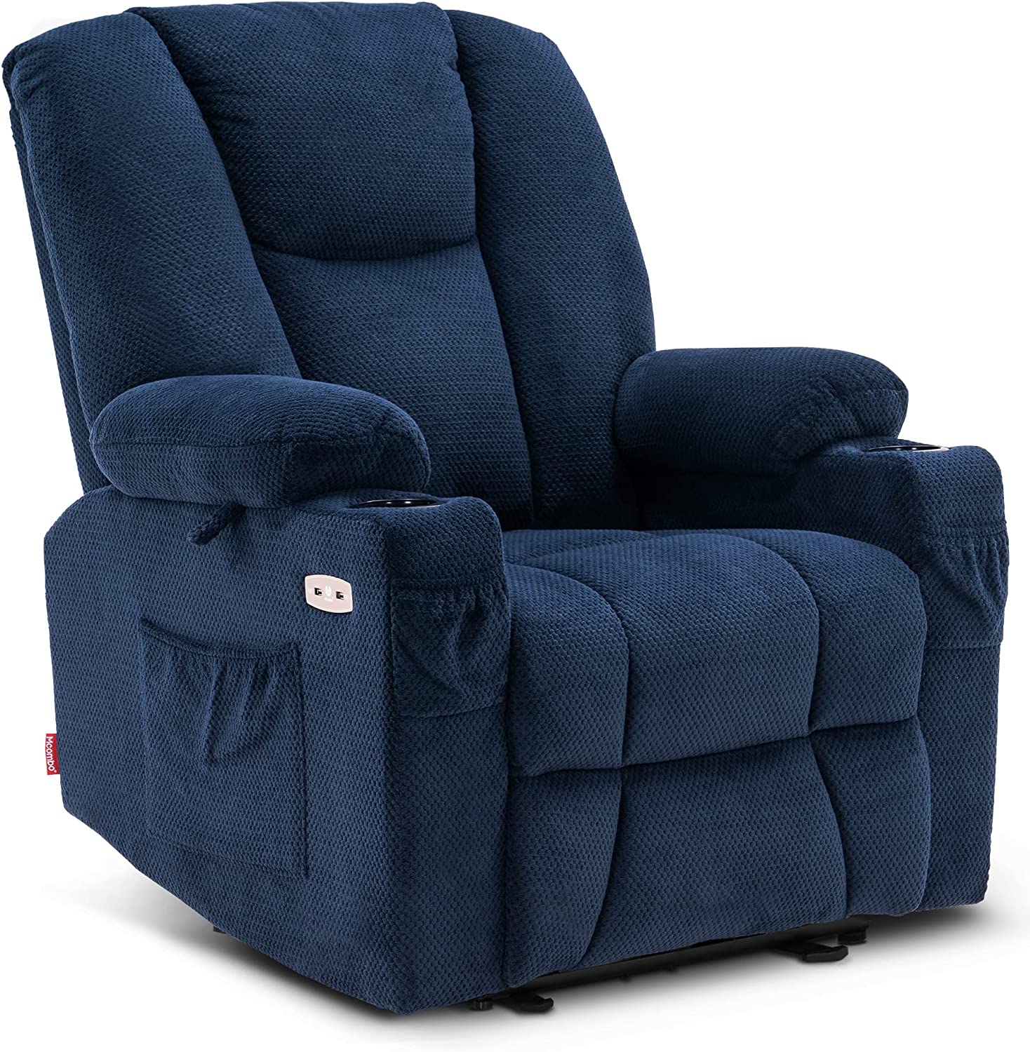 Fabric Electric Power Recliner Chair with Heat and Massage, Cup