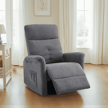 MCombo Fabric Power Recliner, Electric Swivel Glider Rocker Recliner Chair for Nursery with USB Ports, Side Pockets for Living Room, Small Space 7763