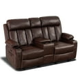 thumbnail image 1 of MCombo Faux Leather Power Loveseat Recliner with Heat and Massage for Living Room 6095 Dark Brown, 1 of 8