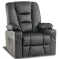 thumbnail image 1 of Mcombo Manual Swivel Glider Rocker Recliner Chair with Massage and Heat for Nursery, USB Ports, 2 Side Pockets and Cup Holders, Durable Faux Leather 8036(Black), 1 of 7