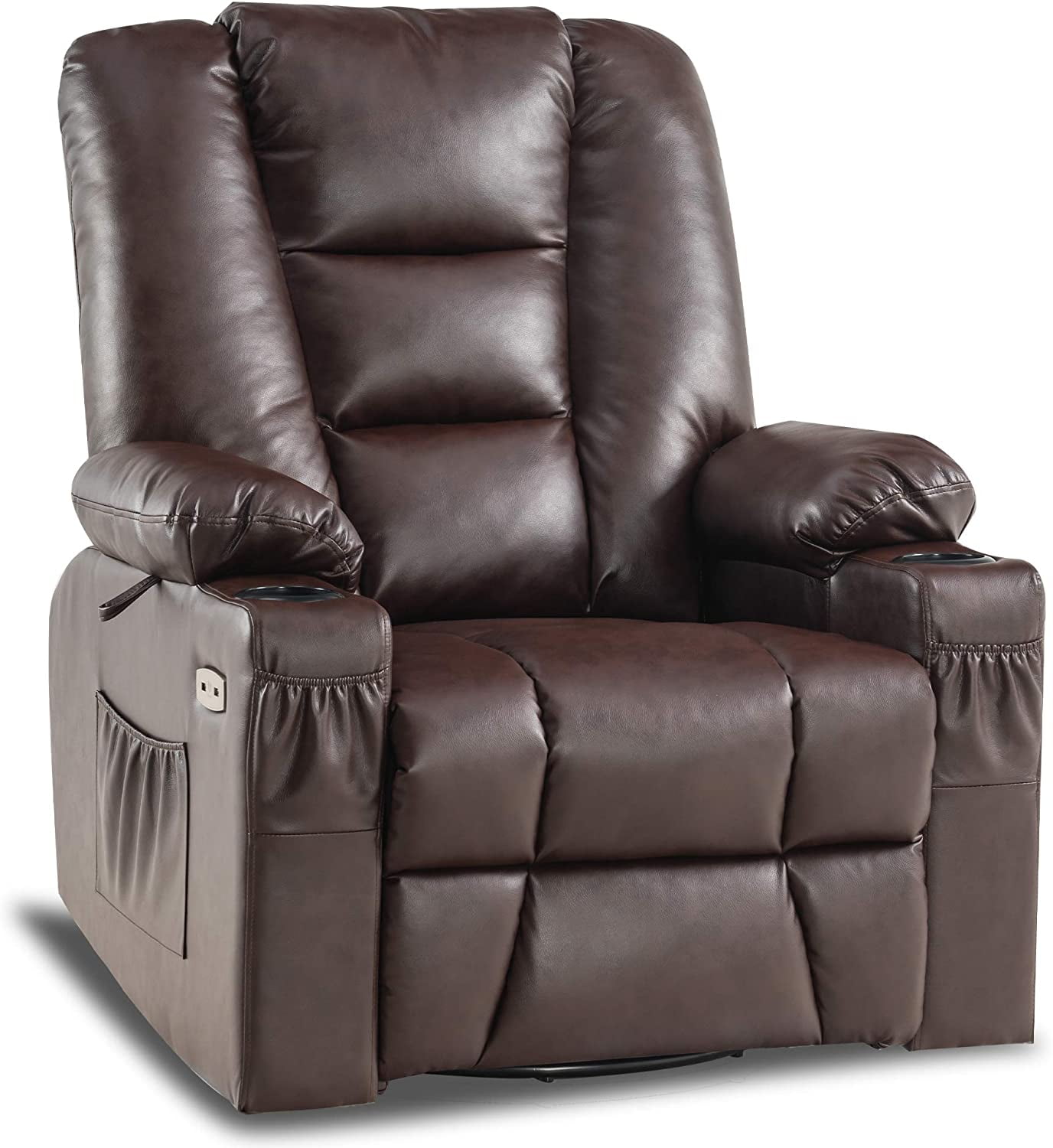 Faux Leather Recliner, Dark Brown