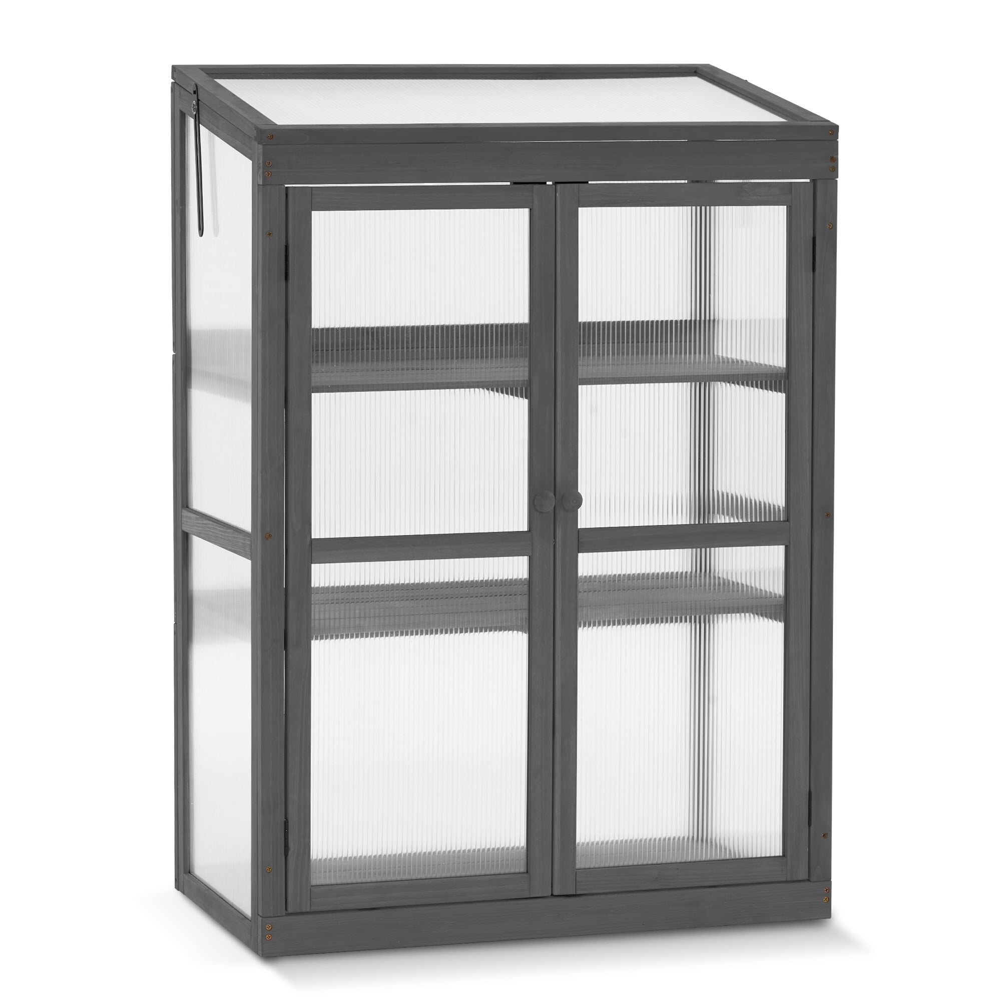 MCombo Greenhouse Wooden Cold Frame Greenhouse, Garden Portable Mini Greenhouse Cabinet, Raised Flower Planter Shelf Protection 0760