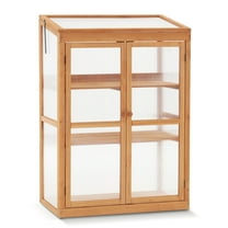 MCombo Greenhouse Wooden Cold Frame Greenhouse, Garden Portable Mini Greenhouse Cabinet, Raised Flower Planter Shelf Protection 0760