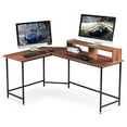 63" LShaped Computer Desk with Hutch, Large Monitor Stand Desk