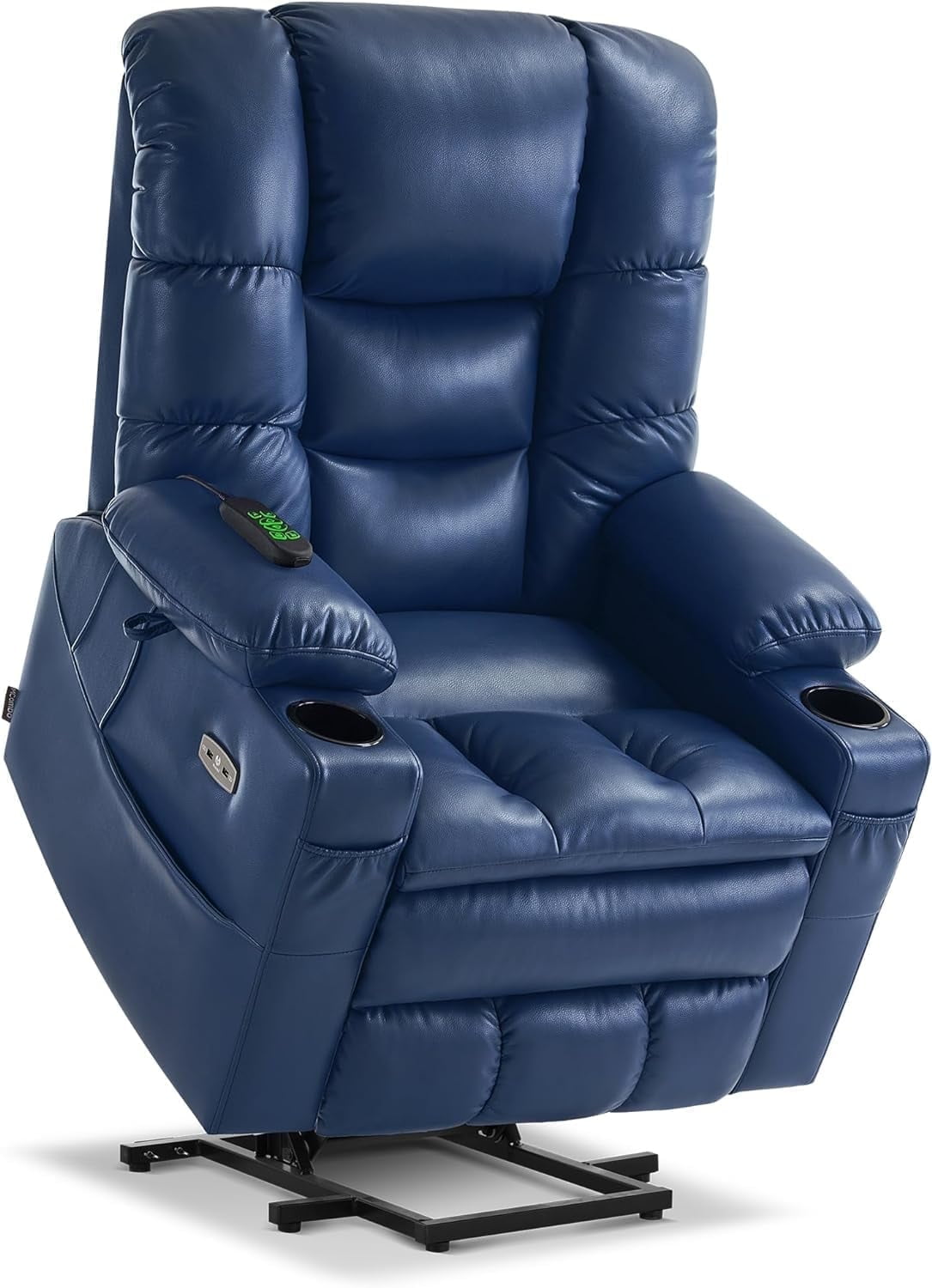 MCombo Large Triple Motor Power Lift Recliner Chair for Tall Elderly, Faux Leather, Blue