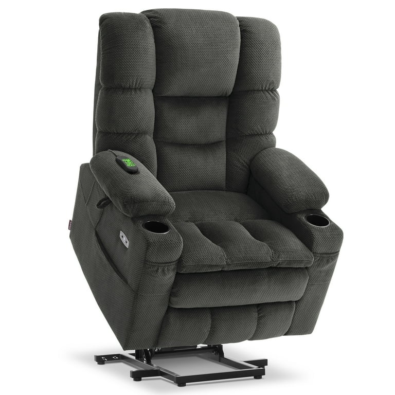 MCombo Power Lift Recliner for Elderly Dual Motor Massage Heated Adjustable Headrest 7634 Fabric Grey Walmart
