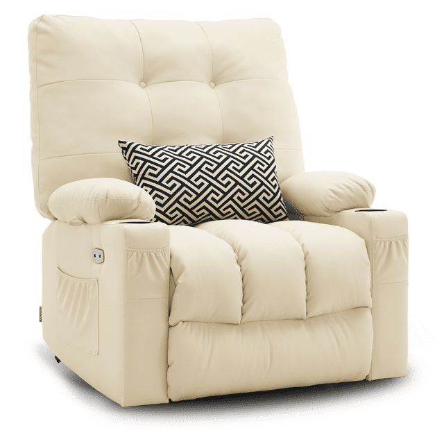 Mcombo Large Electric Power Swivel Glider Rocker Recliner Chair W Massage And Heat Usb Ports