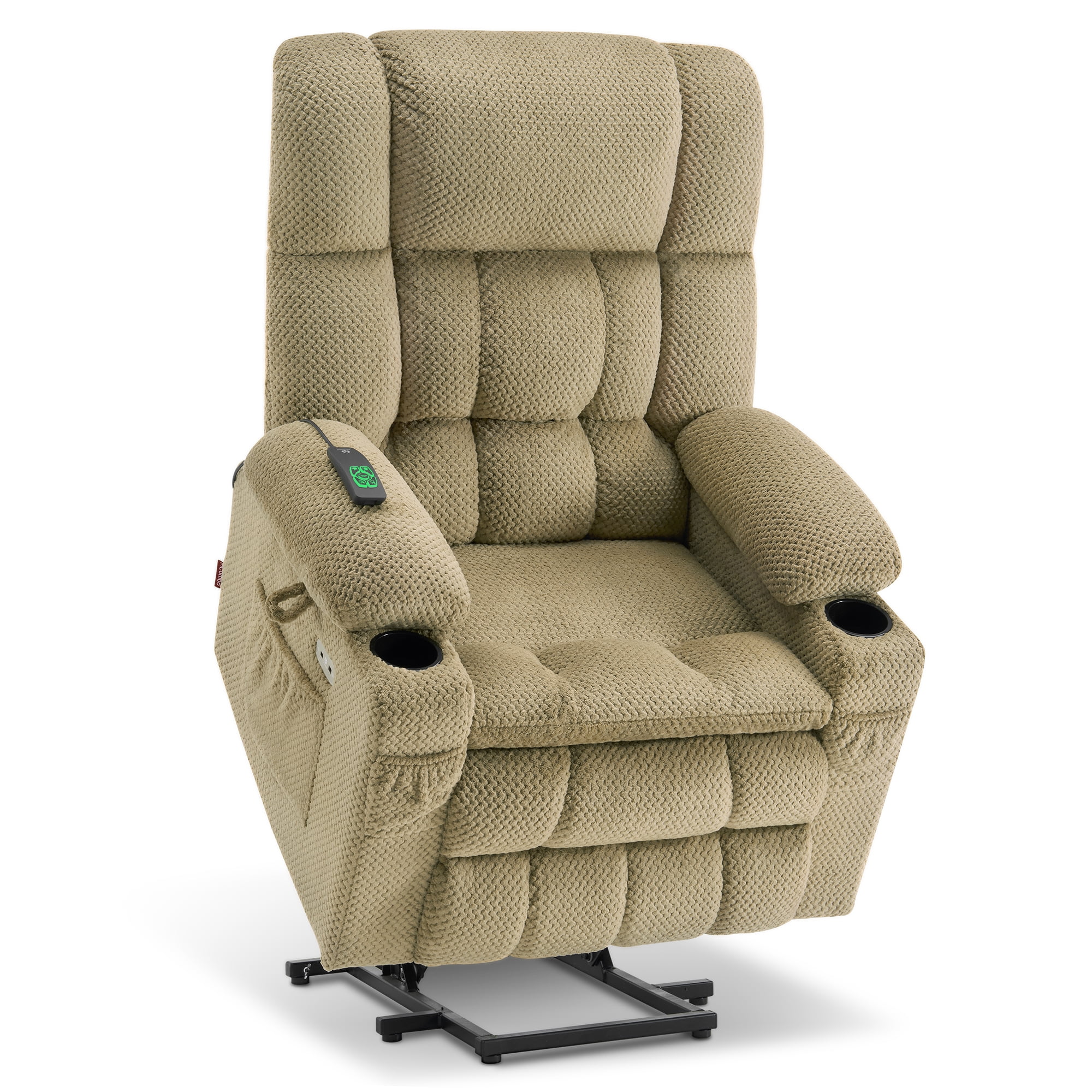 MCombo Large Lay Flat Dual Motor Power Lift Recliner for Big and Tall Elderly, Fabric(Beige)