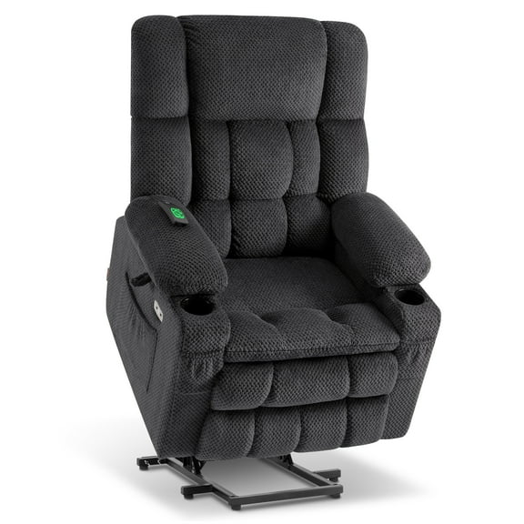 MCombo Large Lay Flat Dual Motor Power Lift Recliner for Big and Tall Elderly, Fabric(Dark Grey)