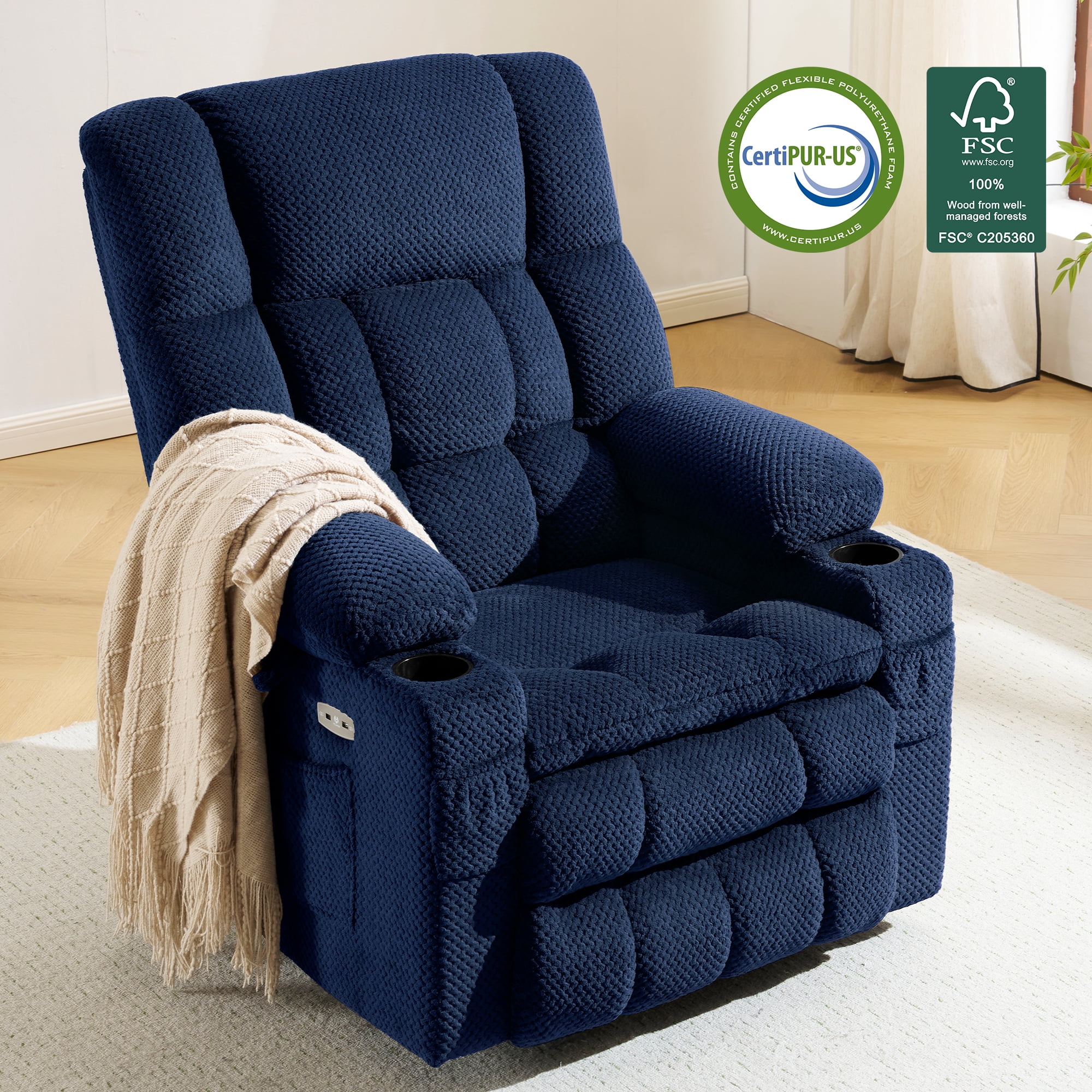 MCombo Large Lay Flat Dual Motor Power Lift Recliner for Big and Tall ...