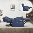 thumbnail image 1 of MCombo Large Lay Flat Dual Motor Power Recliner Chair, Infinite Position Sleep Recliner for Living Room, Faux Leather, Navy Blue, 1 of 9