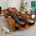 thumbnail image 1 of MCombo Large Lay Flat Dual Motor Power Recliner Chair, Infinite Position Sleep Recliner for Living Room, Faux Leather, Saddle Brown, 1 of 9