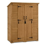 MCombo Large Outdoor Storage Shed with 6 Shelves, Outside Tool Wooden Storage Cabinet, 1738