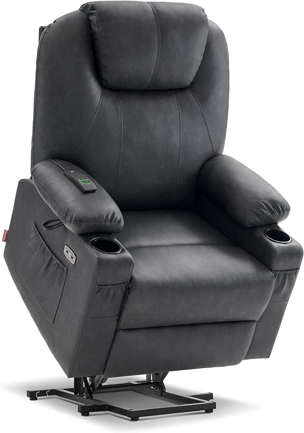 MCombo Electric Assist Large Power Lift Recliner Chair with Massage Heat USB Ports Faux Leather 7516 Gray Walmart