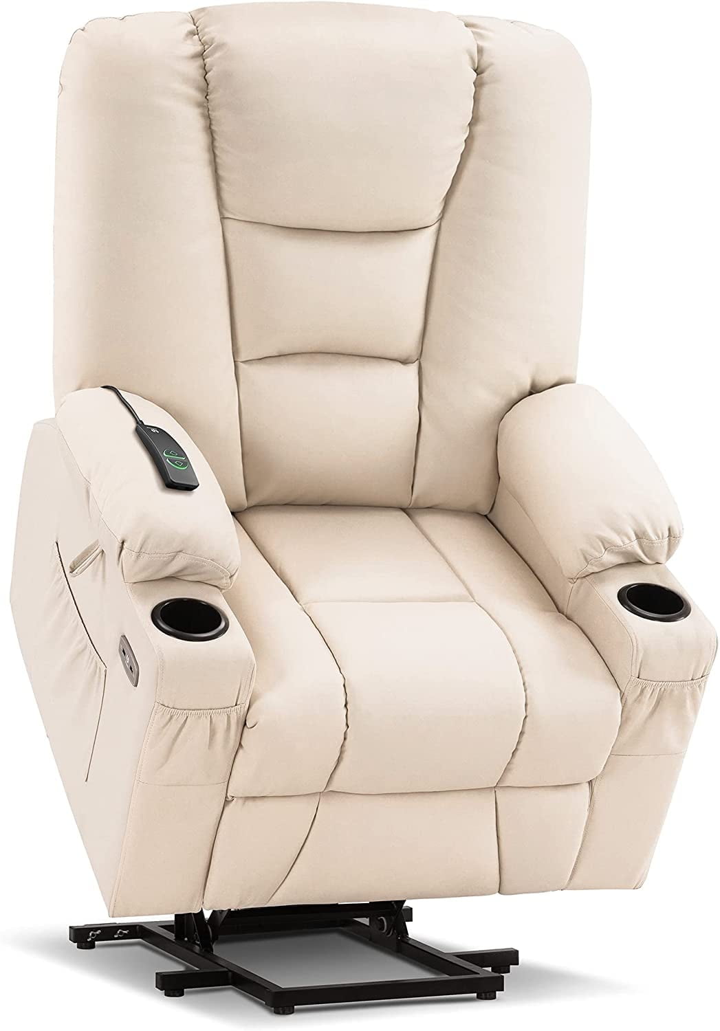 MCombo Large Power Lift Recliner Chair with Massage and Heat,Faux Leather 7539 (Cream White)