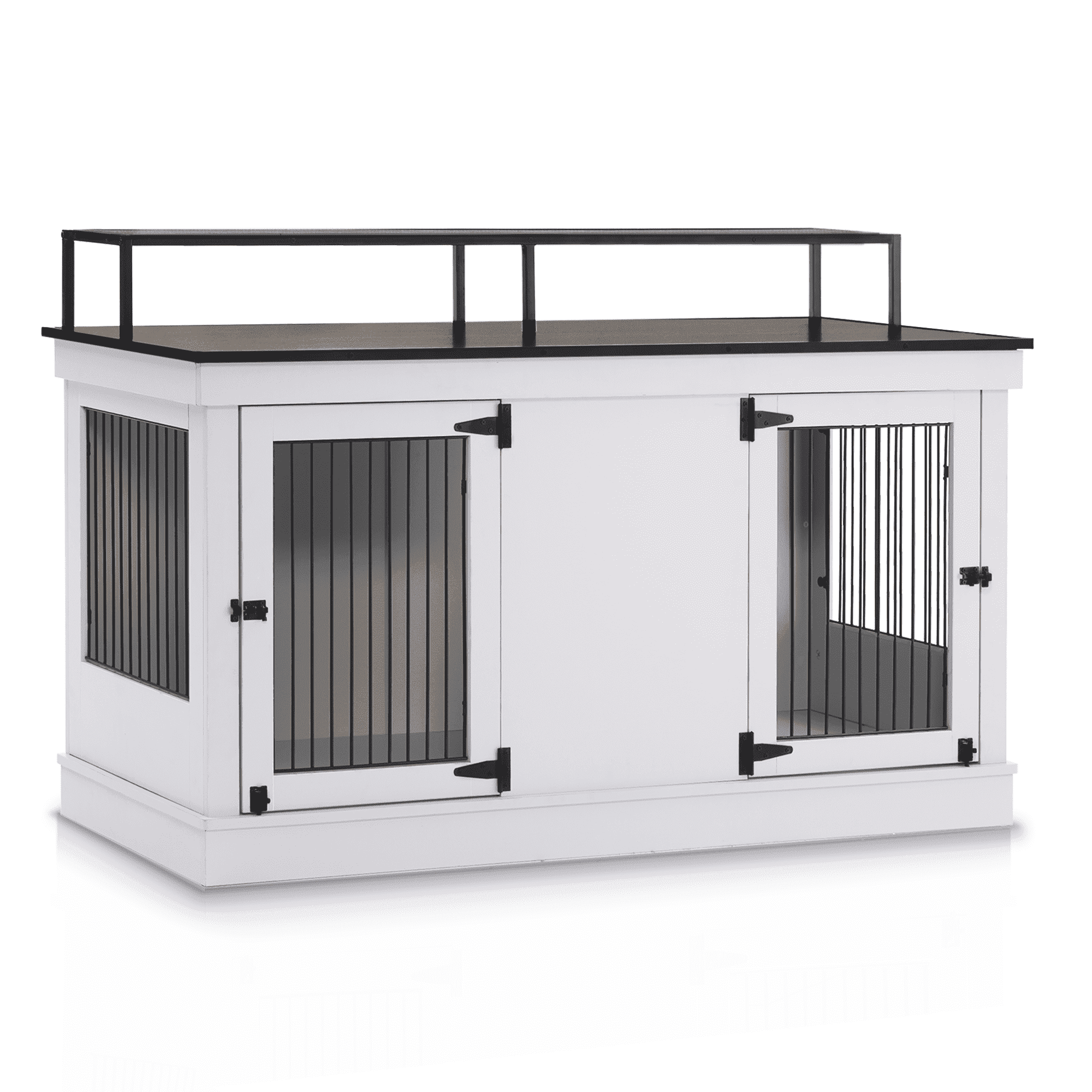 MCombo 52.7‘ 2-Door Wooden Dog Crate Furniture TV Stand 1861(Light Grey)