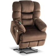 MCombo Lay Flat Dual Motor Power Lift Recliner Chair Sofa with Adjustable Headrest for Elderly People, Infinite Position, Fabric 7630 (Medium, Brown)