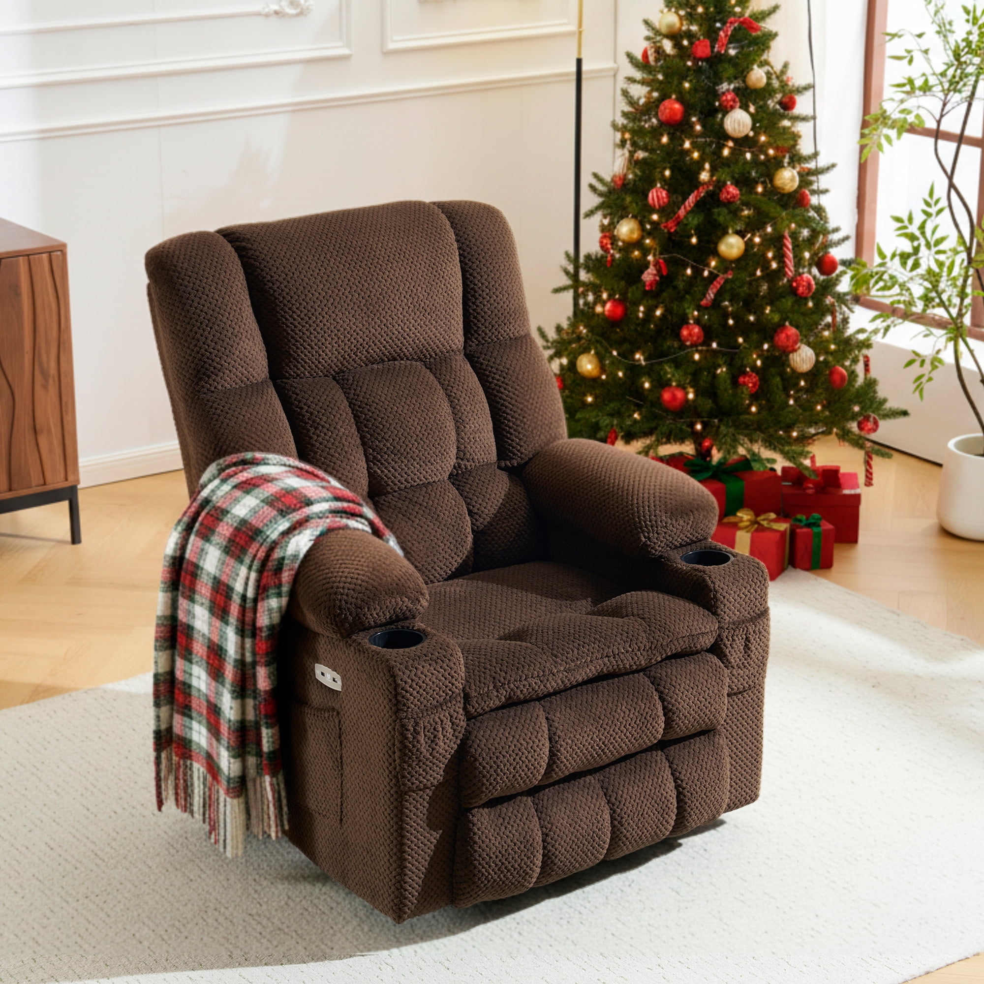 MCombo 22.4" Seat Width Lay Flat Dual Motor Power Recliner Lift Chair with Vibration and Heat, Infinite Position