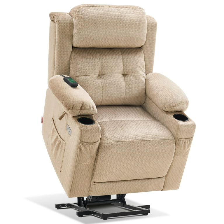 Power lift recliner with adjustable headrest and lumbar sale