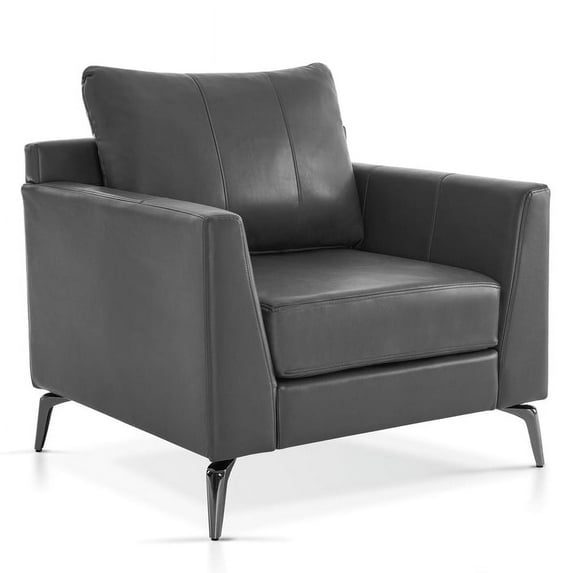 MCombo Modern Accent Chair, Faux Leather Upholstered Lounge Armchair, Single Sofa Chairs for Living Room Office 4629