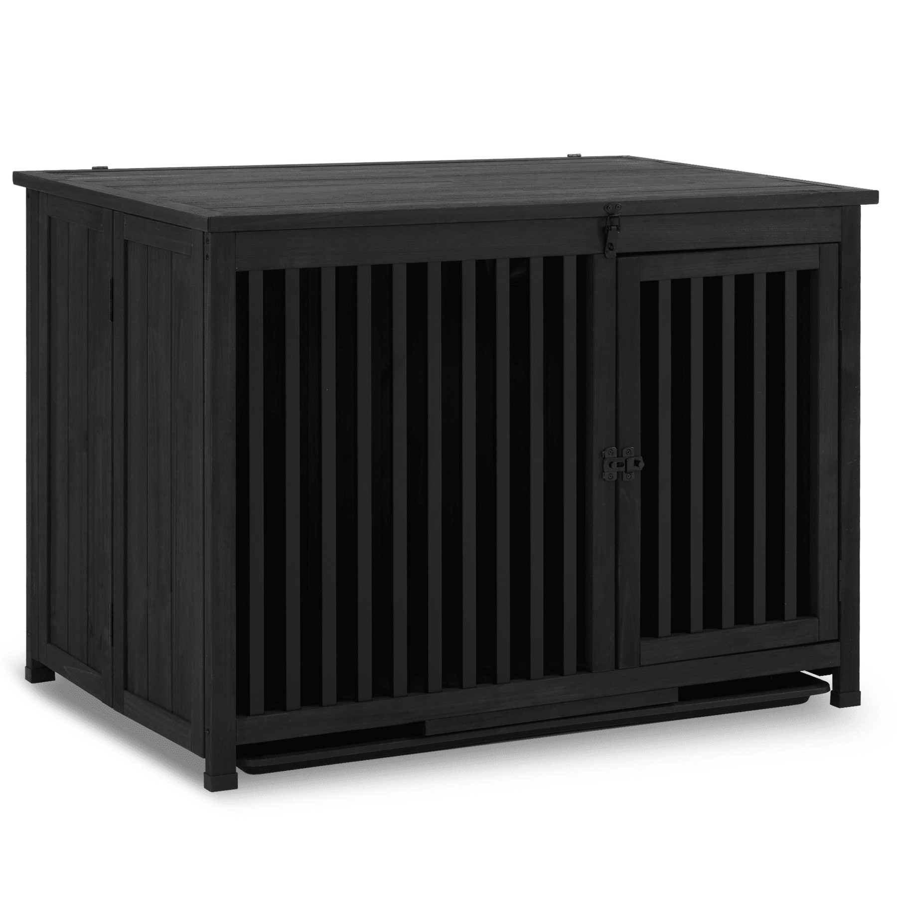 Large Black Wooden Dog Crate Furniture End Table