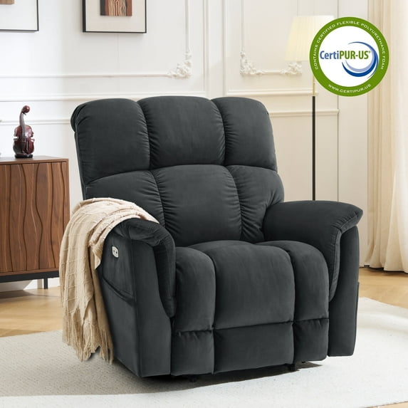 MCombo Oversized 24.8" Seat Width Large Dual Motor Power Recliner Lift Chair for Tall Elderly, Infinite Position, Dark Grey Fabric