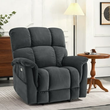 MCombo Oversized 24.8" Seat Width Large Dual Motor Power Recliner Lift Chair for Tall Elderly, Infinite Position,  Dark Grey Fabric