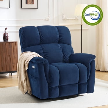 MCombo Oversized 24.8" Seat Width Large Dual Motor Power Recliner Lift Chair for Tall Elderly, Infinite Position, Navy Fabric