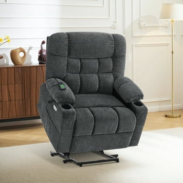 mcombo Oversized 27.2'' Seat Width Dual Motor Power Recliner Lift Chair, Infinite Position Sleep Recliners for Elderly, Dark Grey Fabric