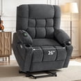 thumbnail image 1 of MCombo 27.2" Extra Wide Dual Motor Lift Chair, Dual Zone Heat, Infinite Position Recliner for Elderly, Dark Grey Fabric, 1 of 13