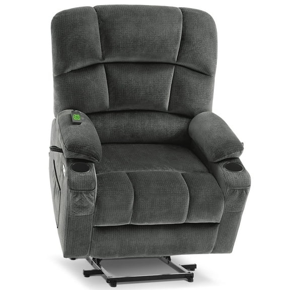 MCombo Oversized Lay Flat Power Lift Recliner with 27.2'' Wide Seat for Bariatric Elderly, Infinite Position, Fabric(Medium-Wide, Grey)