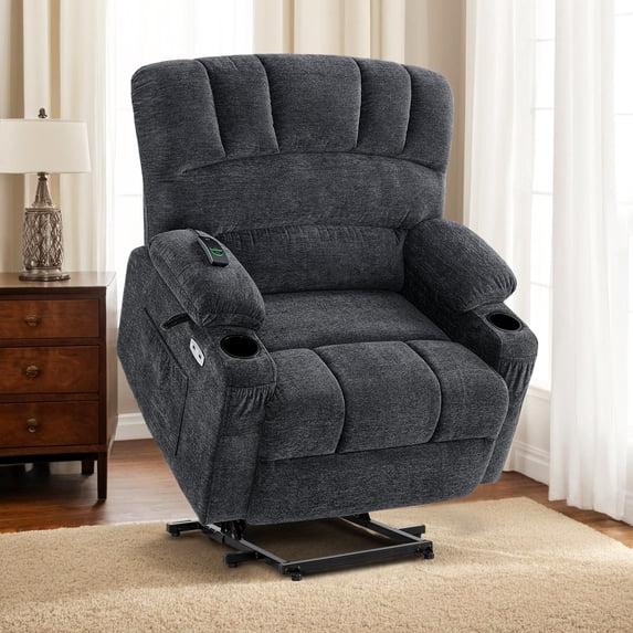 MCombo Oversized Power Lift Recliner Chair, 27.2'' Extra-Wide Seat, Fabric(Small-Wide, Dark Grey)