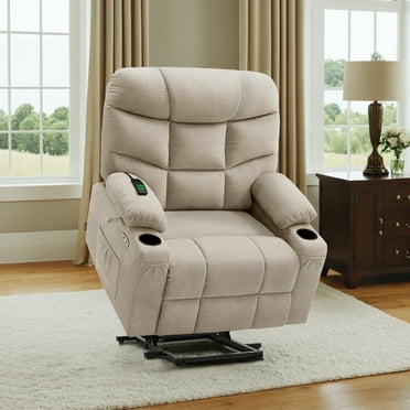 MCombo Oversized Power Lift Recliner Chair with 27.2'' Extra Wide Seat for Big Elderly People, Fabric (Oatmeal, Wide)