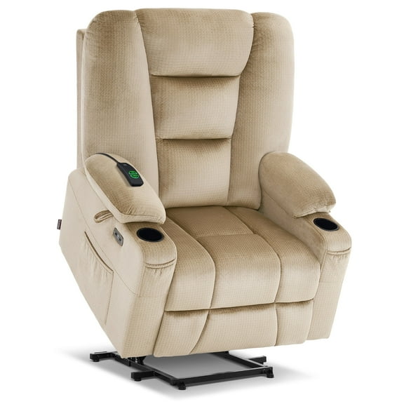 MCombo Oversized Power Lift Recliner Chair with 27.2'' Extra Wide Seat for Big and Tall Elderly People, Fabric R7541 (Beige, Large-Wide)