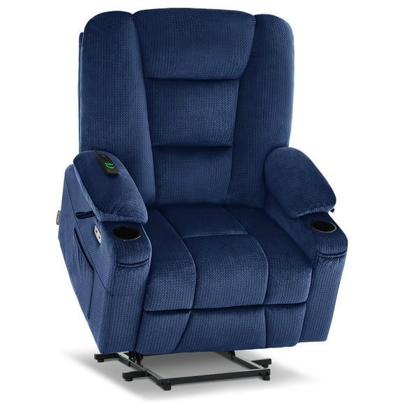 MCombo Oversized Power Lift Recliner Chair with 27.2'' Extra Wide Seat for Big and Tall Elderly People, Fabric R7541 (Navy Blue, Large-Wide)