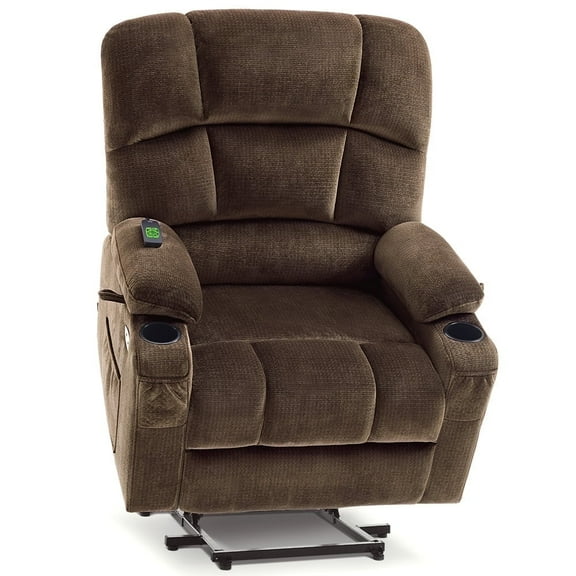 MCombo Oversized Power Lift Recliner for Bariatric Elderly, Infinite Position, Fabric R7677(Brown)