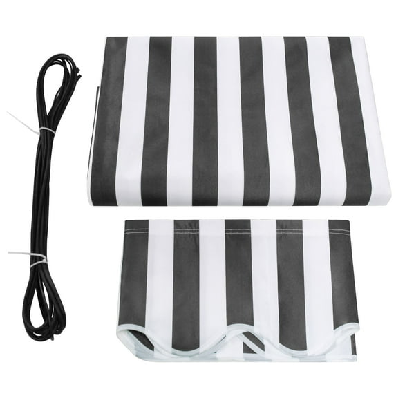 MCombo Patio Awning 12x10 Feet Fabric Replacement Sunshade Canopy for Retractable Awnings(Grey with White Stripes)