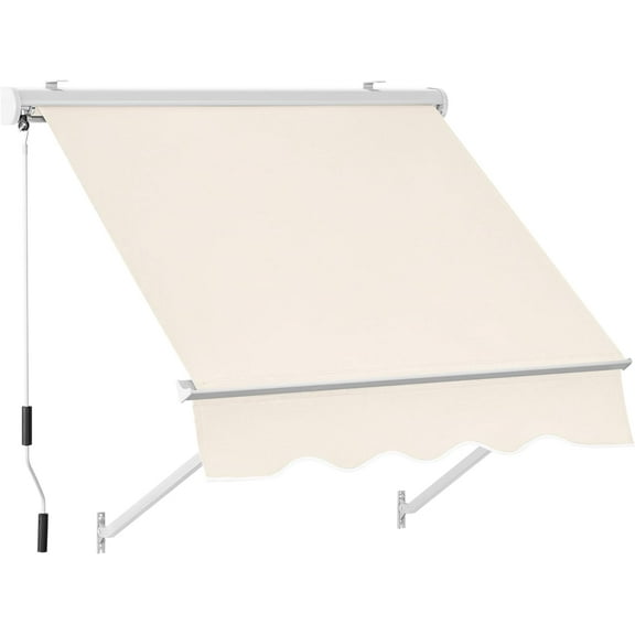 MCombo Patio Window Awnings 50''x55'', Fully Assembled Manual Retractable Sunshade Canopy for Windows & Doors, 4104(Beige)