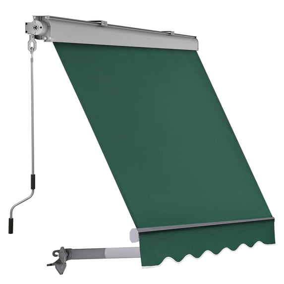 MCombo Patio Window Awnings 6.25'x8', Fully Assembled Manual Retractable Sunshade Canopy for Windows, 4167 (Dark Green)