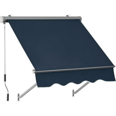 MCombo Patio Window Awnings 65''x80'', Fully Assembled Manual Retractable Sunshade Canopy for Windows & Doors, 4112(Dark Blue)