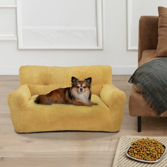 MCombo 43.3'' Large Pet Couch Dog Sofa Bed, Support up to 100lbs, No Assembly Need, Yellow