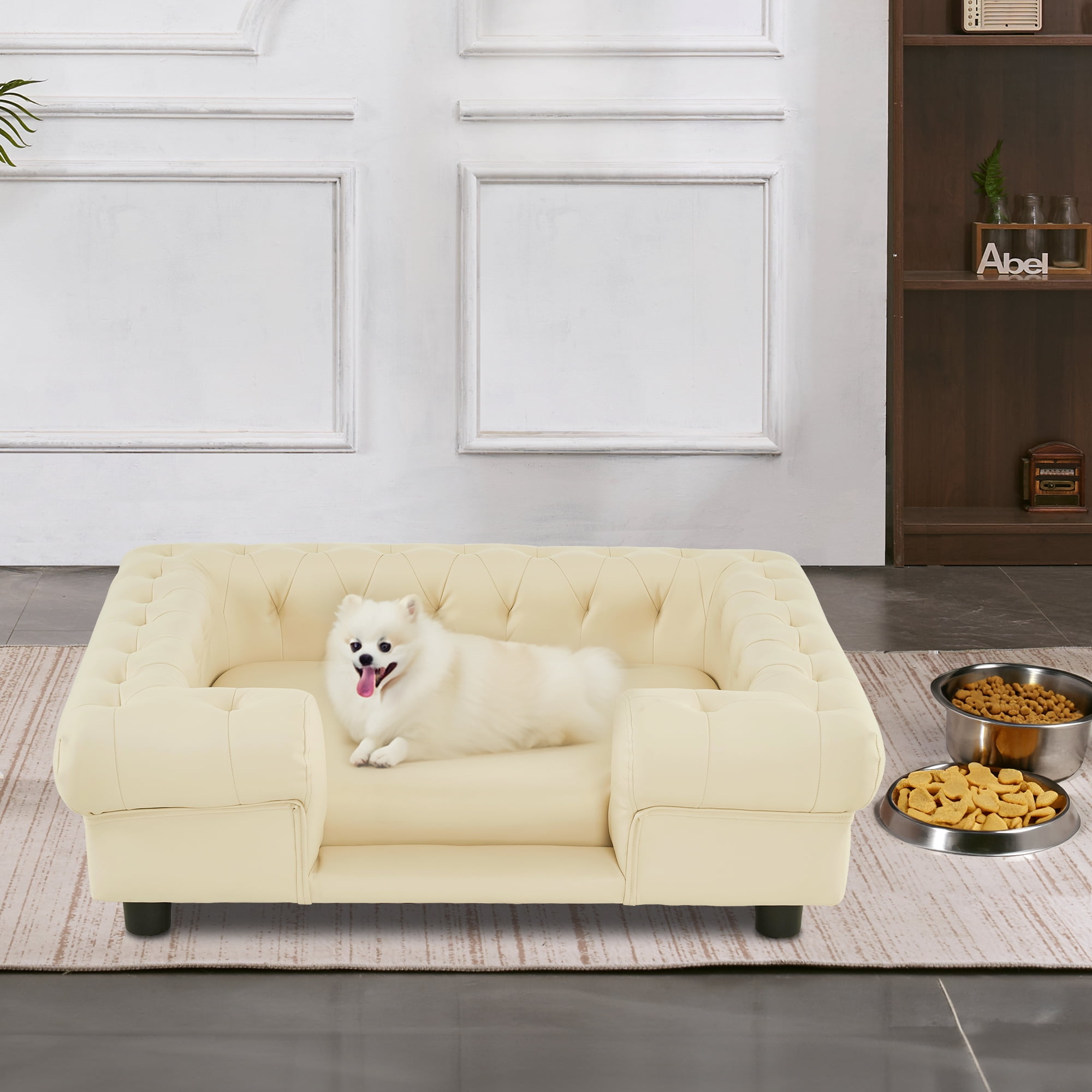 MCombo Pet Sofa Bed Dog Couch for Small Dogs, Faux Leather Dog Sofa ...